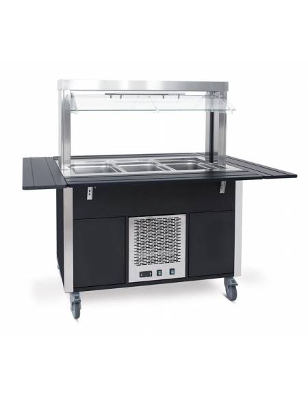 Carrello buffet armadiato refrigerato, con parafiato mobile - 3x1/1 GN - colore Nero o RAL - cm 113x68x144h