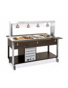 Carrello buffet termico con parafiato fisso e lampade a infrarossi - 4x1/1 GN - colore Nero - cm 161x68x144h