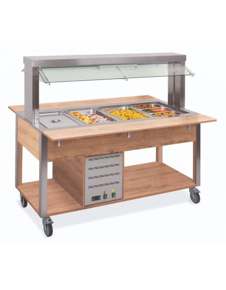 Carrello Buffet termico con parafiato mobile - 2x1/1 GN - lampade a LED - colore Nero - cm 80x68x144h