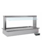 Vasca riscaldata bagnomaria da incasso in acciaio inox - parafiato fisso con LED - 3xGN1/1 - cm 113x68x78h