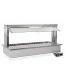 Vasca riscaldata bagnomaria da incasso in acciaio inox - parafiato mobile e LED - 2xGN1/1 - cm 80x68x78h