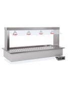 Vasca riscaldata bagnomaria da incasso in acciaio inox - parafiato fisso e lampade infrarossi - 2xGN1/1 - cm 80x68x78h