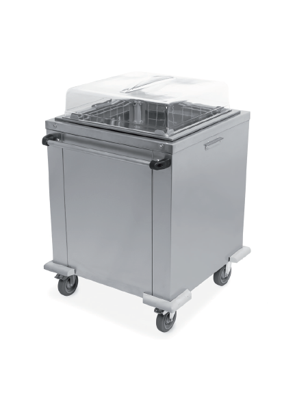 Carrello sollevatore cesti neutro in acciaio inox  - portata 6 / 9 cesti - cm 95x50x89h