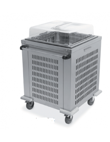 Carrello sollevatore cesti refrigerabile in acciaio inox  - portata 6 / 9 cesti - cm 76x79,4x93/108h