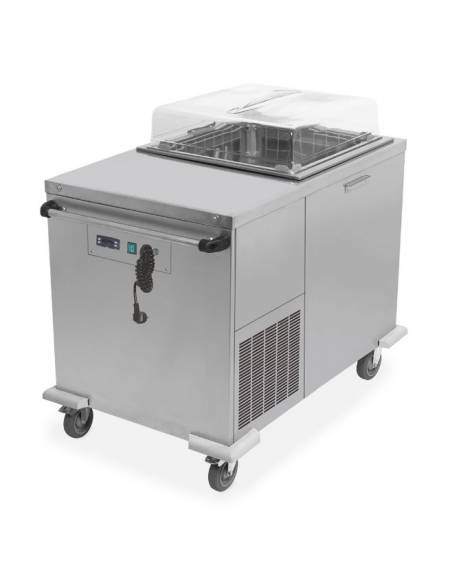 Carrello sollevatore cesti in acciaio inox - Refrigerazione ventilata 2°C / 10°C  - portata 6 / 9 cesti - cm 121x75x94/108h