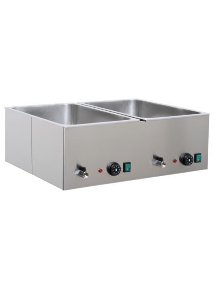 Tavola calda da banco in acciaio inox - capacità 3xGN 1/1 - temperature differenziate - cm 106x60x24h