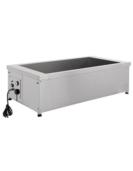 Tavola calda da banco a secco in acciaio inox - vasca unica x GN2/1 - potenza 1000w - cm 82x61x34h