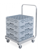 Carrello portacestelli per lavastoviglie in acciaio inox, base cm 51x51 con manico - cm 61x52x95h