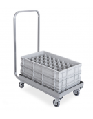 Carrello portacestelli per lavastoviglie in acciaio inox, base cm 61x41 con manico - cm 71x42x95h