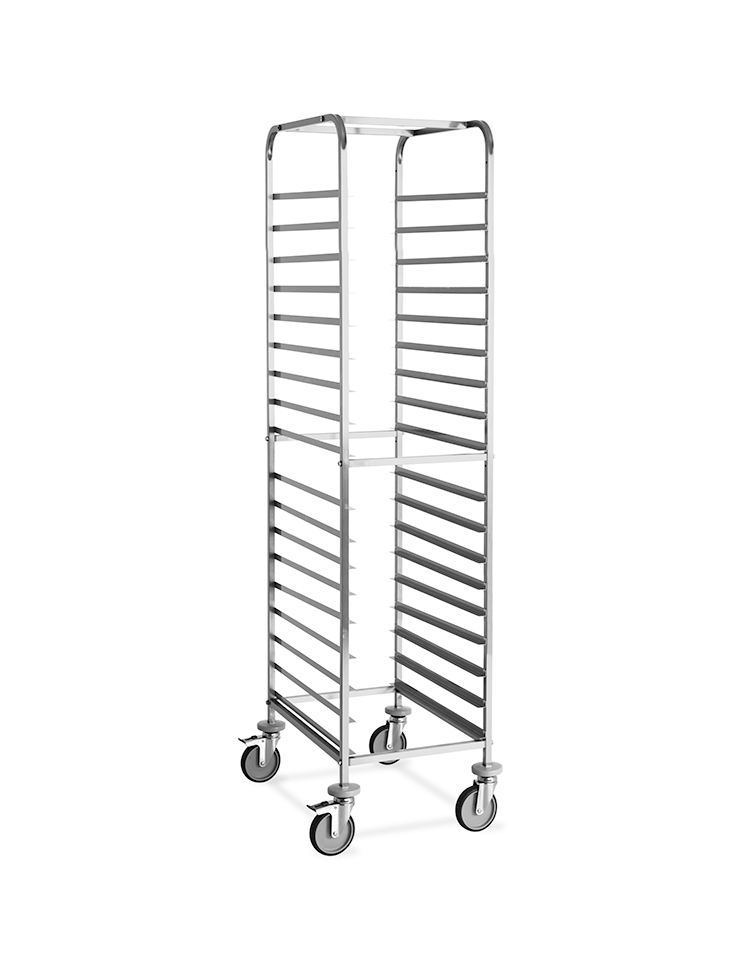 Carrello portateglie in acciaio inox - Portata 18 teglie cm 60x40 - guide a  L - cm 52x72x176h