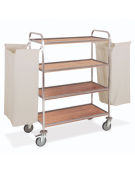 Carrello portabiancheria a 4 piani in nobiliato colore Rovere Tabacco - 2 sacchi esterni in tela - cm 120x52x137h