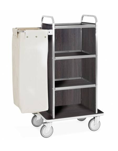 Carrello portabiancheria 4 piani - Rovere Tabacco - base cm 73 + pannelli su 3 lati - 1 sacco biancheria - cm 102x52x134h