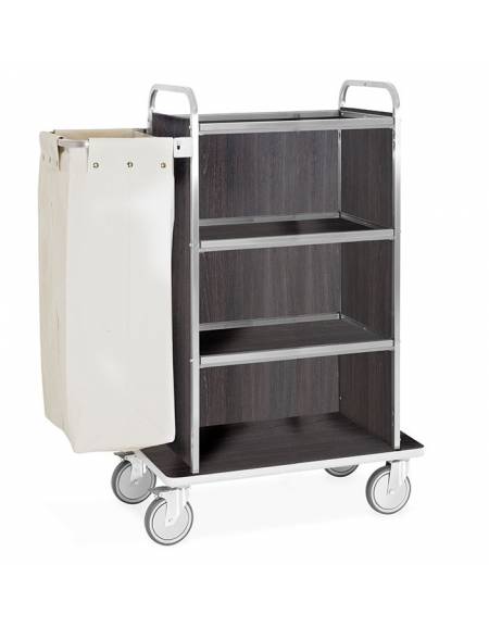 Carrello portabiancheria 4 piani - Rovere Tabacco - base cm 93 + pannelli su 3 lati - 1 sacco biancheria - cm 119x52x134h