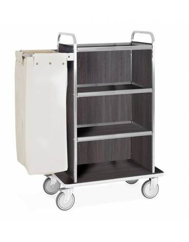 Carrello portabiancheria 4 piani - Rovere Tabacco - base cm 113 + pannelli su 3 lati - 1 sacco biancheria - cm 139x52x134h