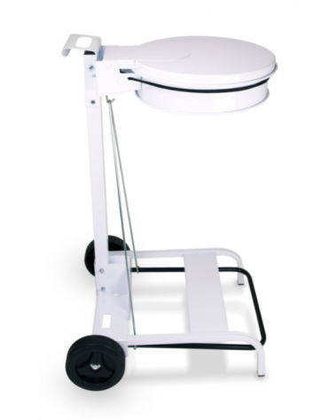 Carrello portasacco in metallo laccato bianco, con apertura a pedale - Capacità 110 Lt - cm ø 41x100h