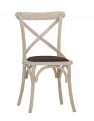 Sedia per interni con struttura in legno effetto anticato, seduta in ecopelle o rattan - cm 44x42x87h