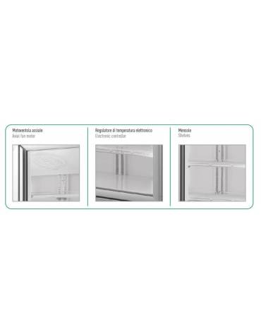 Congelatore porta a vetro e spot luminoso 270Lt - refrigerazione statica con ventola di assistenza - mm 595x640x1865h