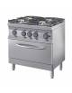 Cucina a gas professionale 4 fuochi con forno a gas statico GN 2/1 - Alta potenza - cm 80x70x85/90h