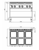 CUCINA ELETTRICA 6 PIASTRE QUADRE SU MOBILE