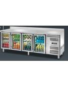 Tavolo refrigerato con alzatina 4 Porte a vetro cm. 223x70x85h