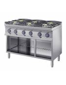 Cucina professionale industriale a gas 6 fuochi BASSA POTENZA - cm 120x70x85/90