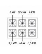 Cucina gas 6 fuochi BASSA POTENZA forno elettrico convezione - cm 120x70x85/90h