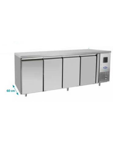 Tavolo refrigerato ventilato in acciaio inox -  4 porte - 520 Lt. - temp. -2°+8°C - mm 2230×600×850h