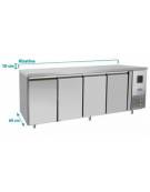 Tavolo refrigerato ventilato in acciaio inox con alzatina -  4 porte - 520 Lt. - temp. -2°+8°C - mm 2230×600×950h