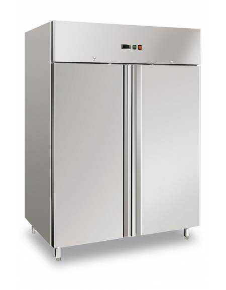 Armadio refrigerato in acciaio inox AISI 304 ventilato 2 porte - capacità 1300 Lt. - temp. -18° +22°C - mm 1480x830x2010h