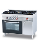 Cucina a gas 3 fuochi su forno a elettrico multifunzione, porta a vetro, camera cm 64x37x35h, 1 vano con porta - cm 120x60x90h