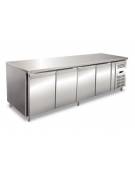 Tavolo refrigerato in acciaio Inox AISI 304 ventilato  - 4 porte - 522 Lt. - temp. -10°-20°C - GN 1/1 - mm 2230x700x860h