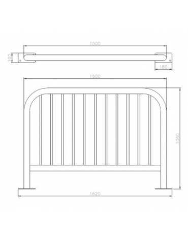 Barriera L.150 cm da tassellare, realizzata in acciaio zincato e verniciato - cm 150x106h