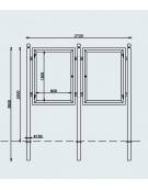 Bacheca monofacciale doppia in acciaio zincato e verniciato con ante in vetro, da inghisare - cm 272x80x311,7h