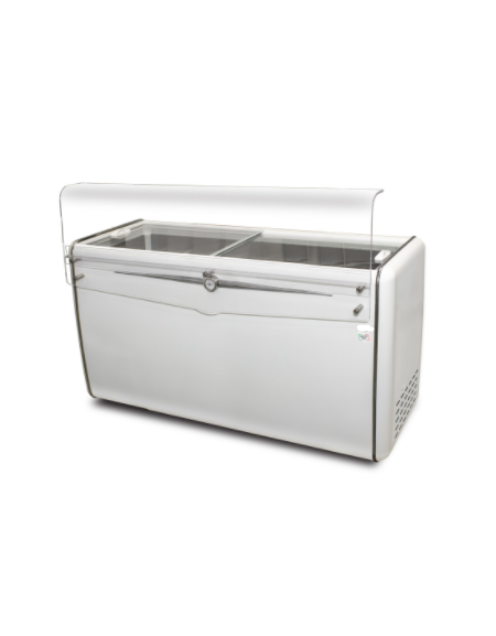 Vetrina per gelato colore bianco caldo da 440 Lt. - temp. - 5°- 20°C - mm 1568 x 700 x 984/1257h