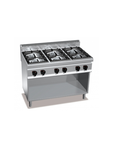 Cucina a gas su vano aperto 6 fuochi ALTA POTENZA - 6 Bruciatori da 7 Kw - cm 120x70x90h