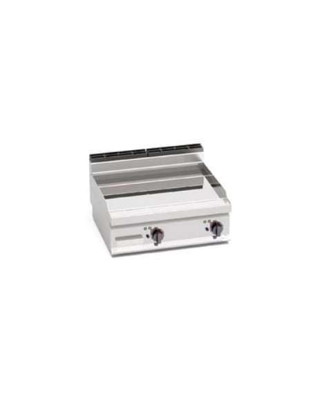 Fry top elettrico doppio da banco - Piastra Liscia in Compound con rivestimento in acciaio inox AISI 316 - cm 80x71.4x29h