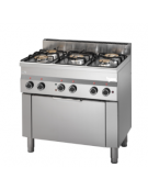 Cucina gas 5 fuochi, forno elettrico a convezione gn 1/1, porta in acciaio - cm 90x60x85h