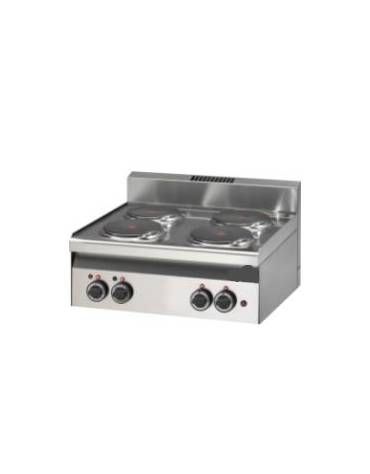 Cucina elettrica da banco - POTENZIATA TRIFASE - 4 piastre tonde da 2 kw - cm 60x60x28h