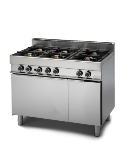 Cucina a gas 6 fuochi con forno a gas e vano neutro - fuochi 3x3,6 kW + 3x5 kW - cm 110x65x85h