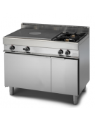 Cucina a gas 2 fuochi + tuttapiastra, con forno  a gas e armadio neutro - 1 bruciatore da 8,2 kw - potenza totale 21,8 Kw - cm 1