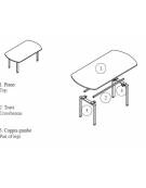 Tavolo riunione direzionale ovale su capitelli - cm 200x100x75h