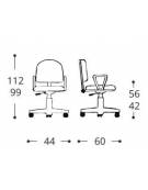 Sedia operativa con schienale alto cm 44x60x99/112h