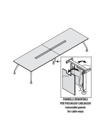 Tavolo riunione rettangolare piano in legno - gambe verniciate - cm 320x120x74h