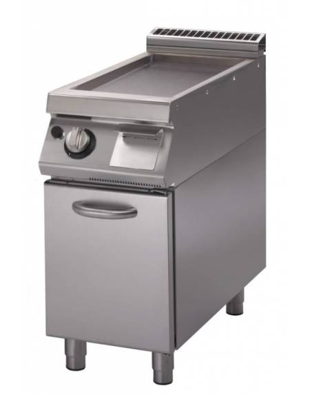 Fry Top a gas su vano con porta, piastra singola liscia  - potenza totale 6 kW - cm 40x73x87h