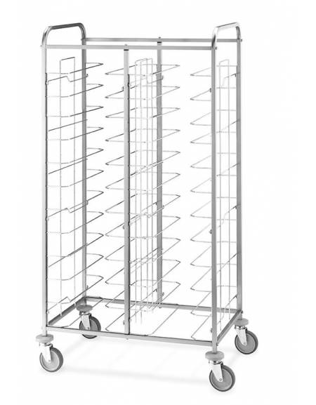 Carrello portavassoi in acciaio inox universali - supporto in filo - Portata vassoi 24 - cm 95x60x183h