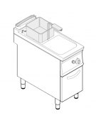 Friggitrice a gas su mobile, 1 vasca a "V"  da 17lt - potenza 16,5 Kw - cm 40x70x90h