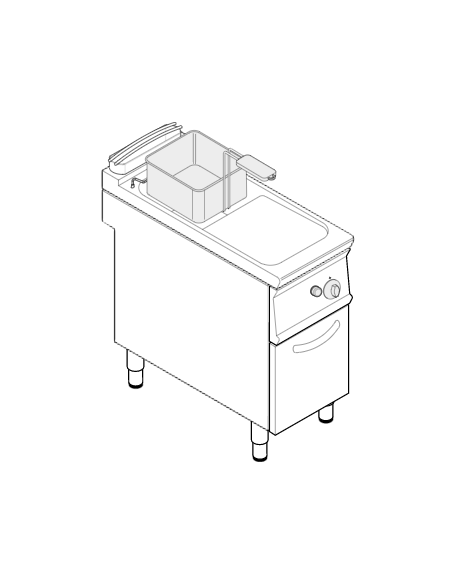 Friggitrice a gas su mobile, 1 vasca a "V"  da 17lt - potenza 16,5 Kw - cm 40x70x90h