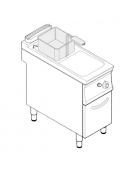 Friggitrice a gas su mobile, 1 vasca da 17 lt con scambiatori di calore - cm 40x70x90h