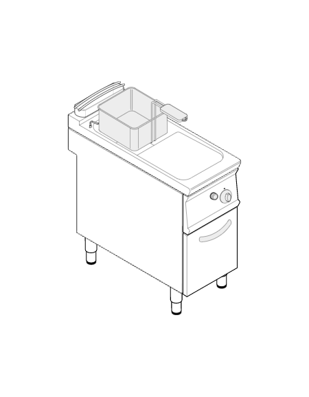 Friggitrice a gas su mobile, 1 vasca da 17 lt con scambiatori di calore - cm 40x70x90h