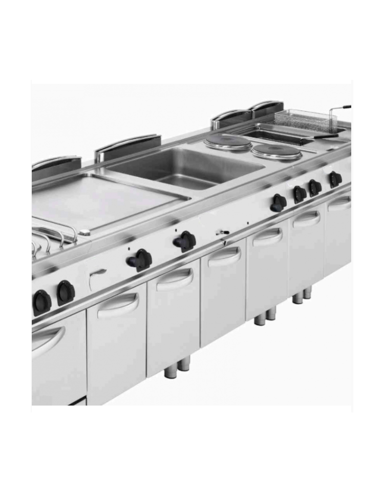 Friggitrice a gas pasticceria su mobile Litri 45 - Dimensione cestello cm  66,5x33,9x7h - Dimensioni esterne cm 80x73x90h - Frigg